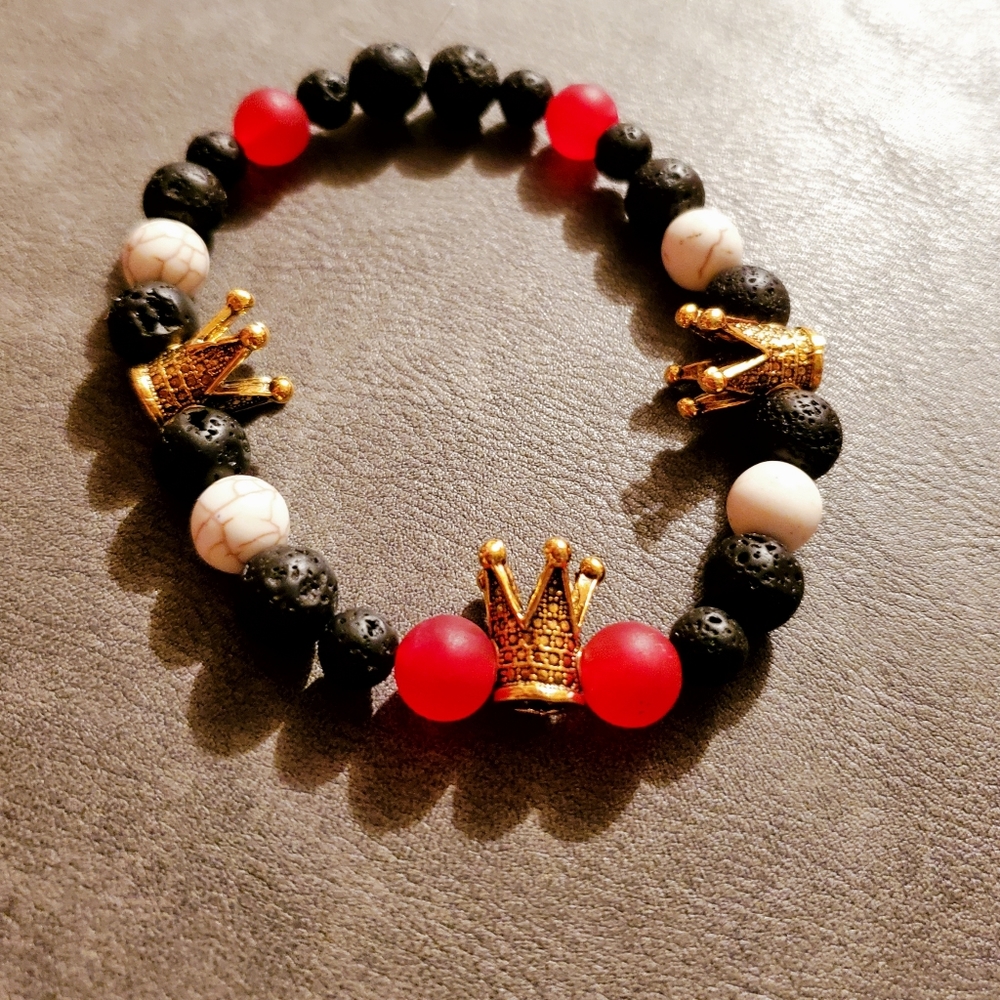 Lava bead and matte bracelet
